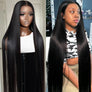 13x4 Straight Lace Frontal Wigs Human Hair Pre Plucked Bleached Knots 200% Density Natural Color